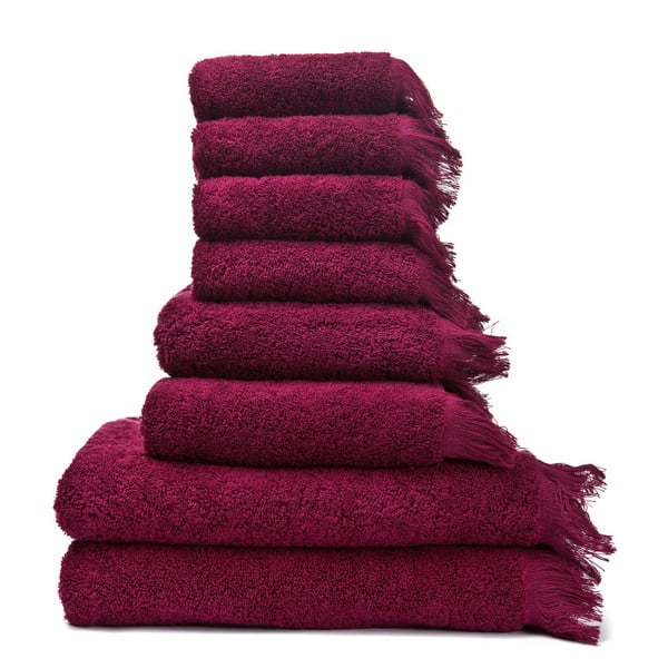 Set 4 červených osušiek a 2 uterákov z čistej bavlny Casa Di Bassi