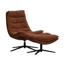 Hnedé otočné ženilkové kreslo s podnožkou Kube – WOOOD