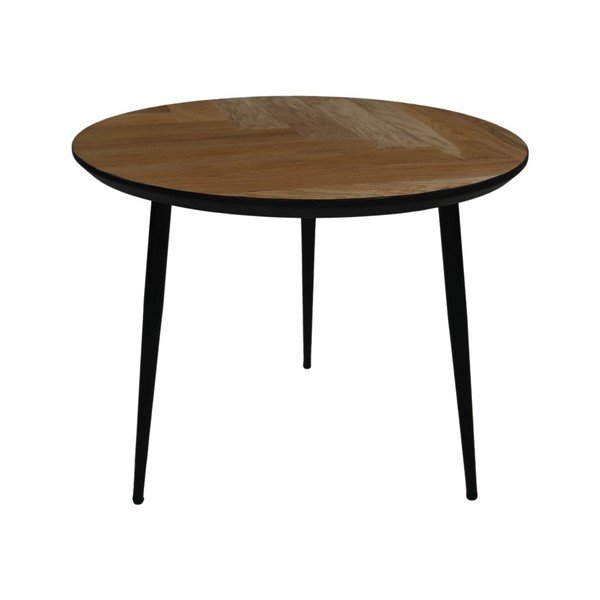 Čierny okrúhly konferenčný stolík z dubového dreva ø 60 cm Fishbone - HSM collection