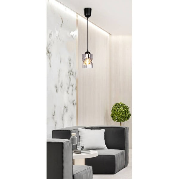 Čierne závesné svietidlo so skleneným tienidlom ø 10 cm Felis - Candellux Lighting-image-4