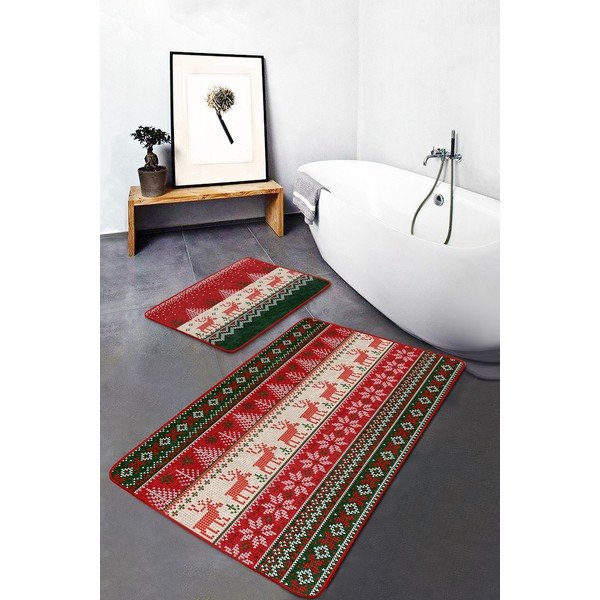Zamatové kúpeľňové predložky v súprave 2 ks 60x100 cm Merry Christmas – Mila Home-image-2