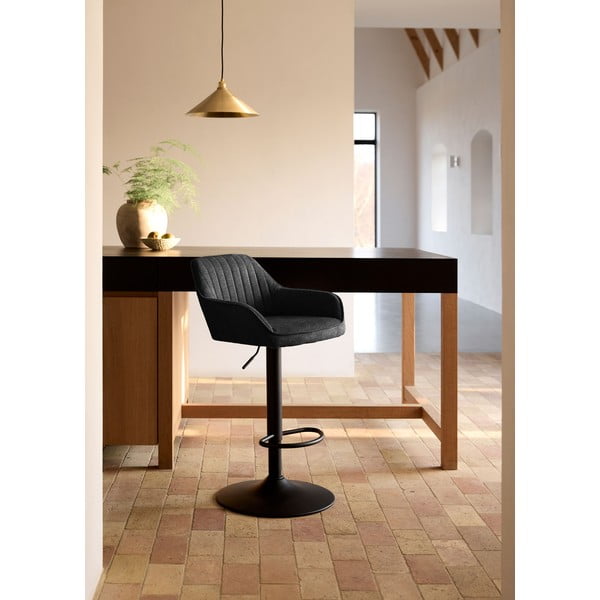 Tmavosivá čalúnená barová stolička s nastaviteľnou výškou/s podrúčkami (výška sedadla 65 cm) Nolan – Unique Furniture-image-1