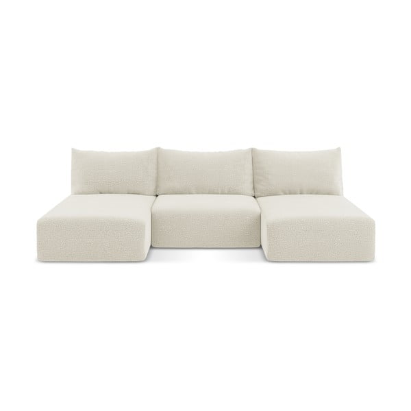 Krémovobiela rozkladacia/s úložným priestorom rohová pohovka Kalena – Makamii