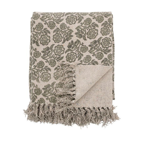 Sivo-zelený vianočný pléd s podielom bavlny Bloomingville Ritchi, 150 x 120 cm