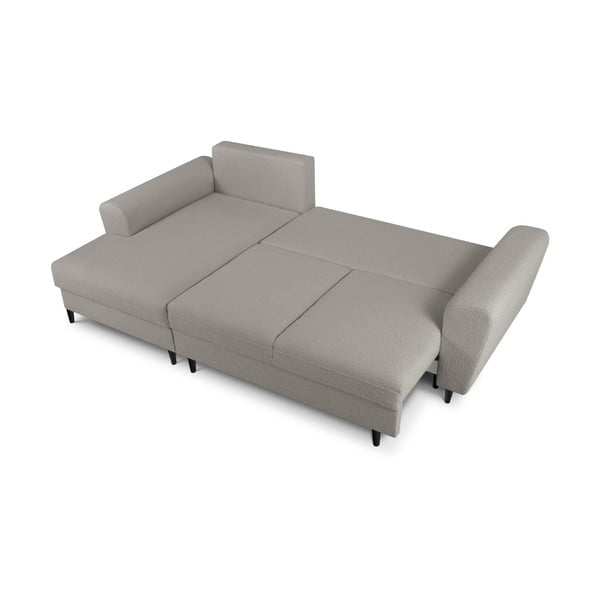 Svetlosivá rozkladacia/s úložným priestorom rohová pohovka z textílie buklé (ľavý roh/s leňoškou) Kyoto – Cosmopolitan Design-image-2