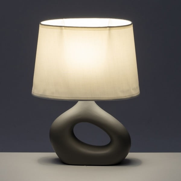 Bielo-sivá keramická stolová lampa s textilným tienidlom (výška 30 cm) – Casa Selección-image-1