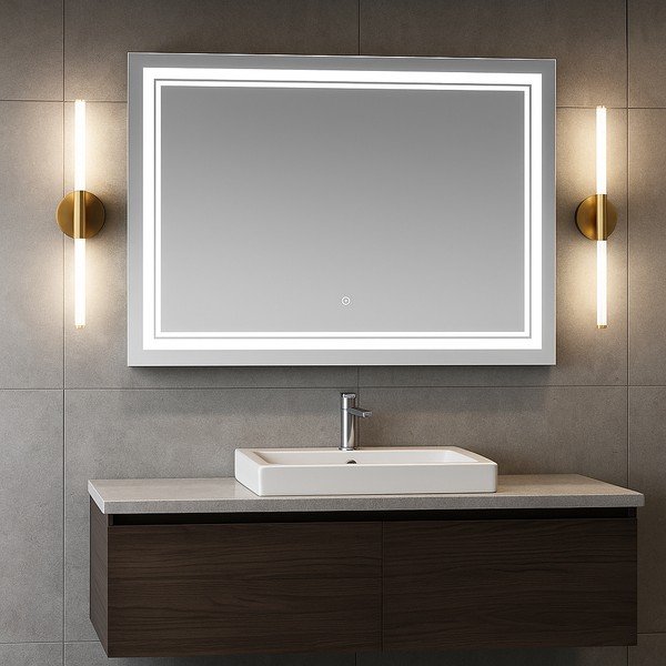 Nástenné zrkadlo s osvetlením 90x70 cm Zenith – Bonami Essentials-image-2