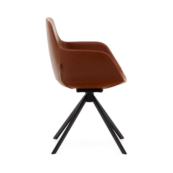 Koňakovohnedé čalúnené jedálenské kreslá v súprave s podrúčkami 2 ks Tissiana – Kave Home-image-2