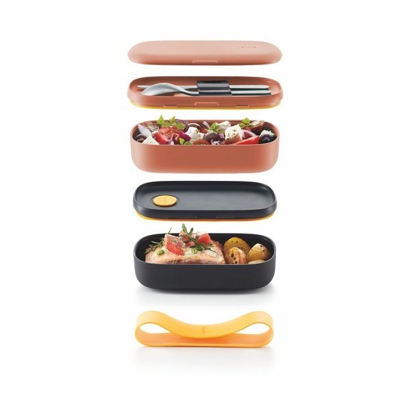 Oranžovo-čierny obedový box Lékué To Go-image-1