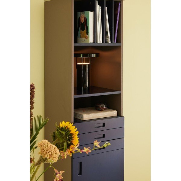 Knižnica z jaseňového dreva v tmavomodrej a sivej farbe 45x177 cm Study – Hübsch-image-1