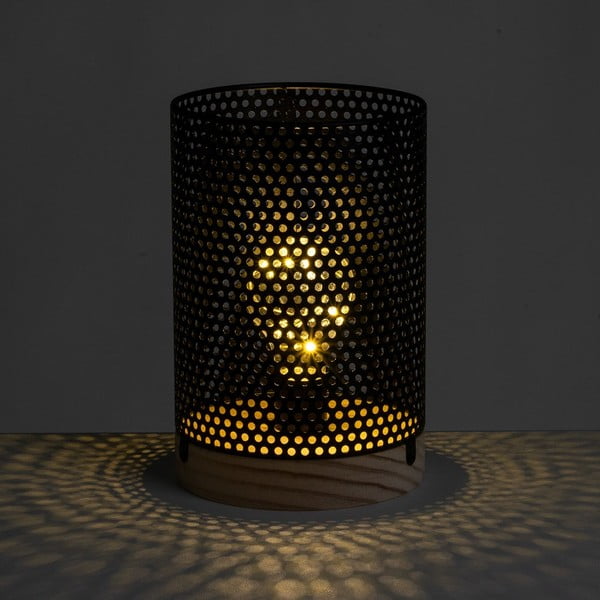 Čierna stolová lampa s kovovým tienidlom (výška 20 cm) – Casa Selección-image-1