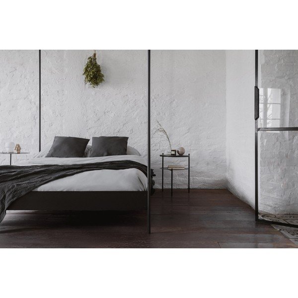 Čierna oceľová dvojlôžková posteľ bez čela/s nebesami s roštom 180x200 cm Eton – noo.ma-image-3