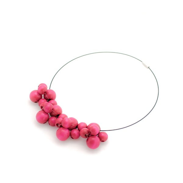 Ružový drevený náhrdelník ko–ra–le Bubbles