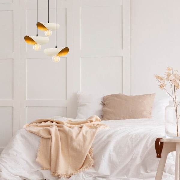 Biele/v zlatej farbe závesné svietidlo s kovovým tienidlom Sivani – Opviq lights-image-1