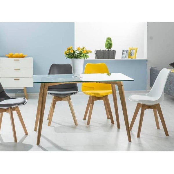 Biela stolička s dubovými nohami Signal Kris-image-1