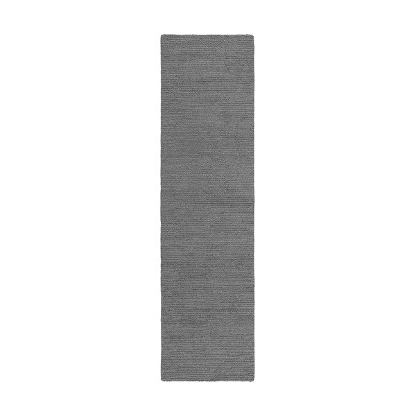 Sivý ručne tkaný vlnený behúň 80x230 cm Harris Boucle – Flair Rugs