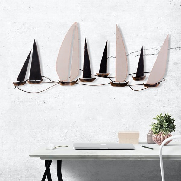 Kovová nástenná dekorácia 117x52 cm Ocean - Wallity-image-2