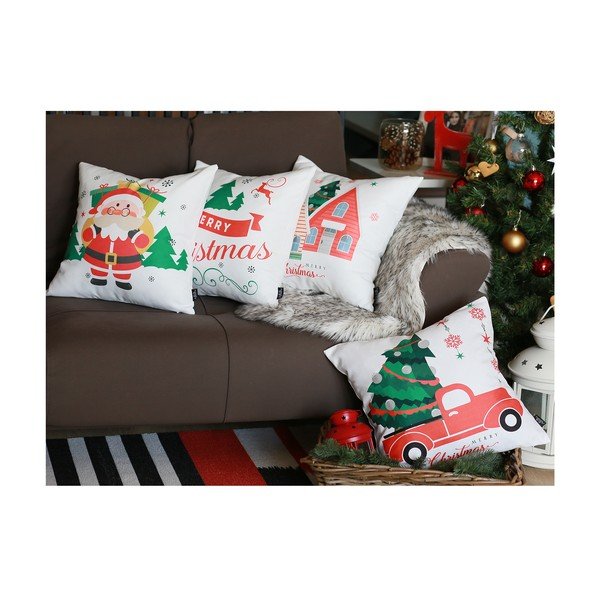 Biela vianočná obliečka na vankúš Mike & Co. NEW YORK Honey Christmas Santa Claus Gifts, 45 x 45 cm-image-1