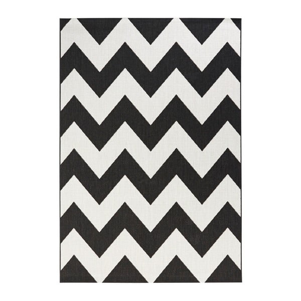 Čierno-biely koberec vhodný aj do exteriéru Unique, 200 × 290 cm