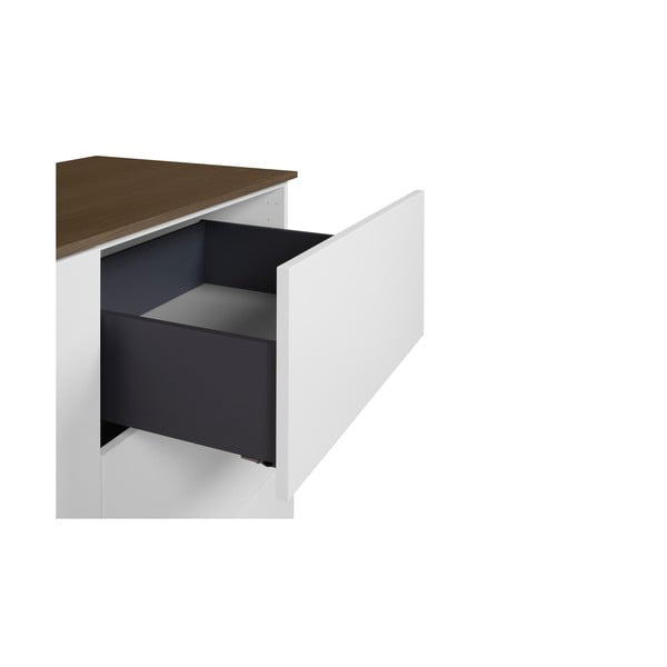 Biela komoda s doskou v dekore orechového dreva s 3 zásuvkami a 2 dvierkami TemaHome Join-image-4