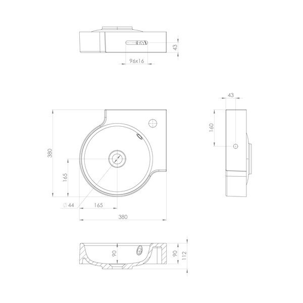 Biele okrúhle umývadlo z liateho mramoru 38x38 cm Kaori – Sapho-image-3