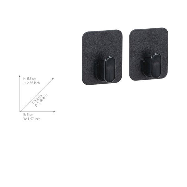 Čierne plastové háčiky v súprave 2 ks bez vŕtania Parma – Allstar-image-4