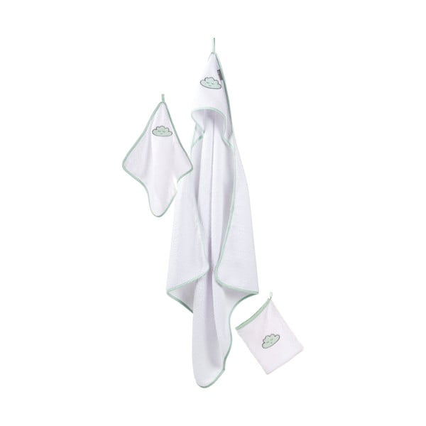 Biela bavlnená detská osuška s kapucňou 80x80 cm Happy Cloud – Roba