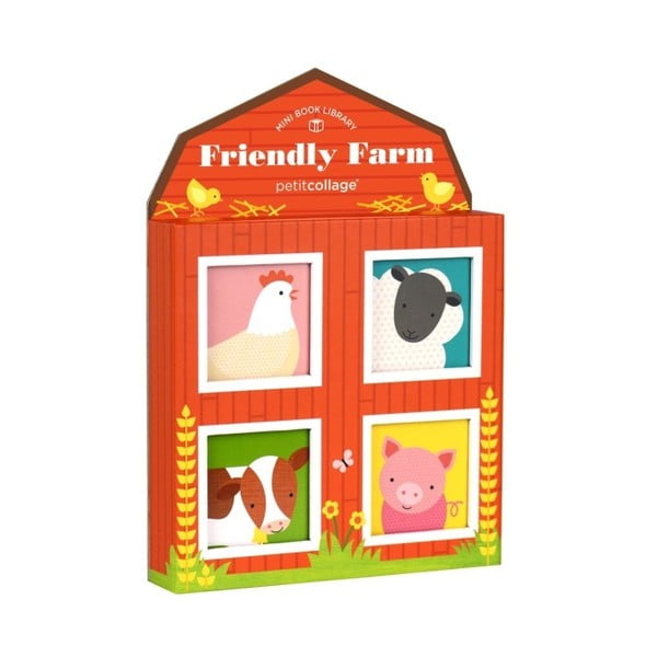 Sada 4 obrázkových knižiek Petit collage Friendly Farm