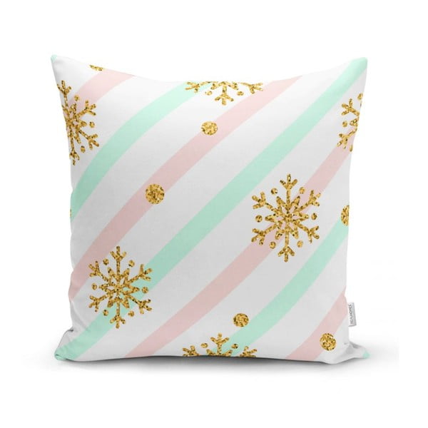 Vianočná obliečka na vankúš Minimalist Cushion Covers Pinky Snowflakes, 42 x 42 cm