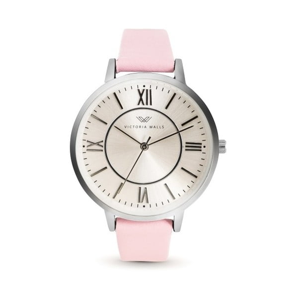 Dámske hodinky s ružovým koženým remienkom Victoria Walls Classy