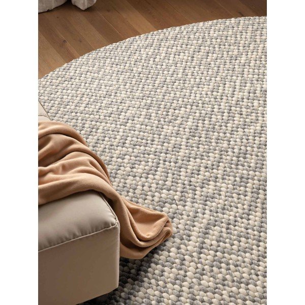 Svetlosivý/krémový ručne tkaný vlnený okrúhly koberec ø 160 cm Lyon Beans – Elle Decoration-image-3