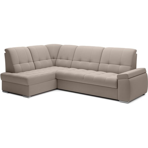 Béžová zamatová rozkladacia/s úložným priestorom rohová pohovka (ľavý roh/do L) Sado – ELTAP-image-2