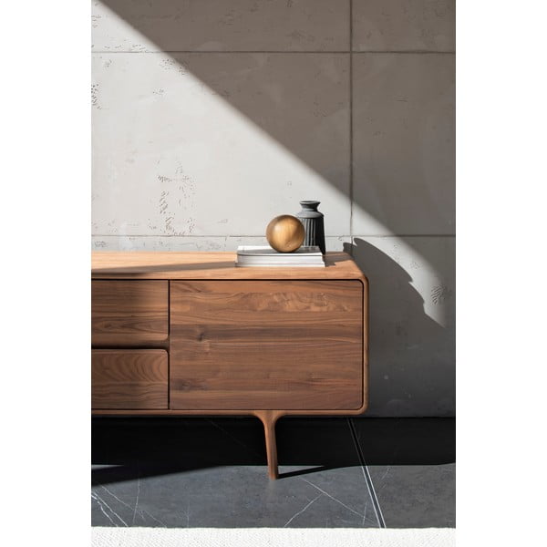 Hnedý TV stolík z orechového dreva 180x65x45 cm Fawn – Gazzda-image-2