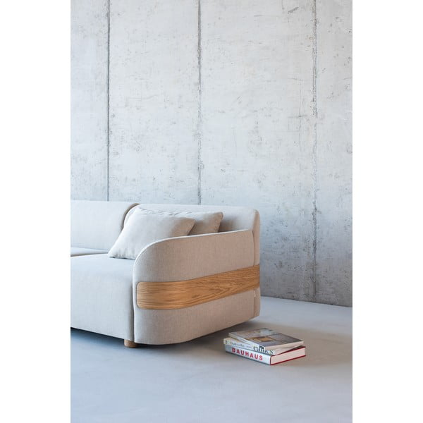 Svetlosivý modul pohovky (pravý roh) zo zmesi vlny a ľanu Hugg - Gazzda-image-1