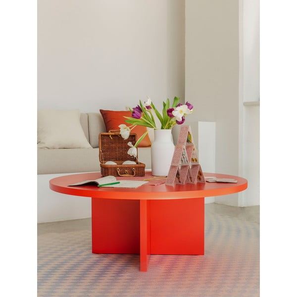 Červený okrúhly konferenčný stolík ø 100 cm Pausa – Really Nice Things-image-2