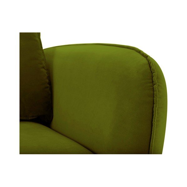 Zelené zamatové kreslo s čiernymi nohami Kooko Home Lento-image-3