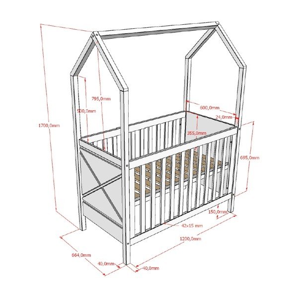 Postieľka z borovicového dreva s nastaviteľnou výškou 60x120 cm v prírodnej farbe Scott – Vipack-image-3