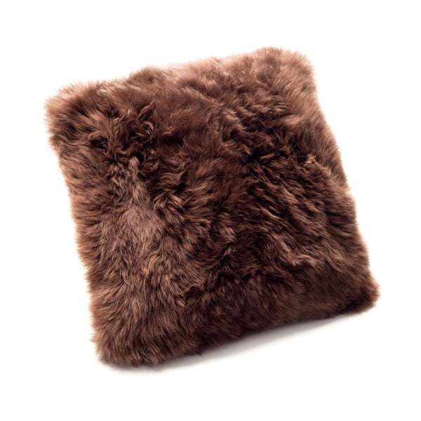 Hnedý vankúš z ovčej kožušiny Royal Dream Sheepskin, 30 × 30 cm