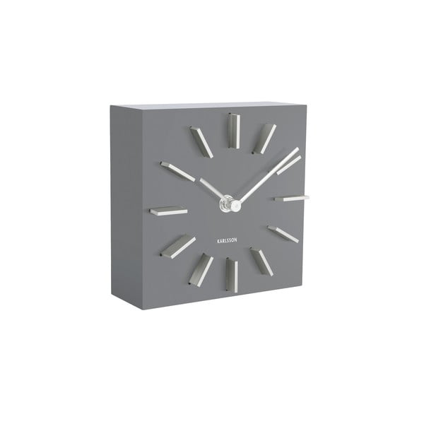 Sivé stolové hodiny Karlsson Discreet, 15 x 15 cm
