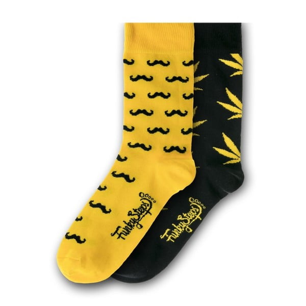 Sada 2 párov ponožiek Funky Steps Yellow, veľkosť 39 - 45