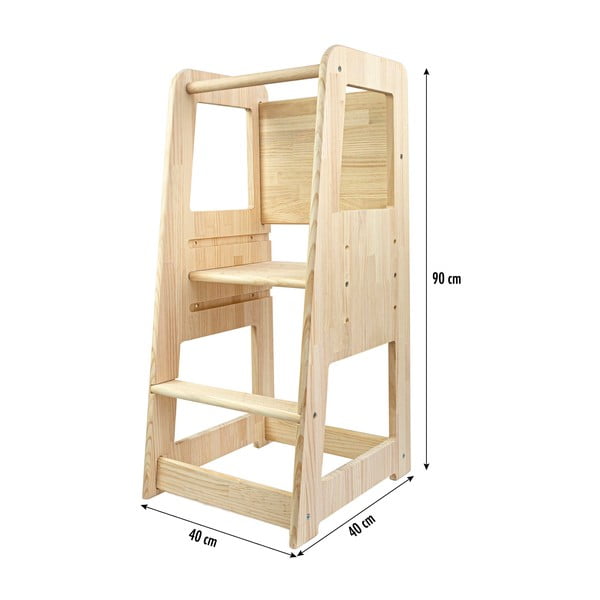 Učiaca veža z borovicového dreva v prírodnej farbe Montessori – Little Nice Things-image-2