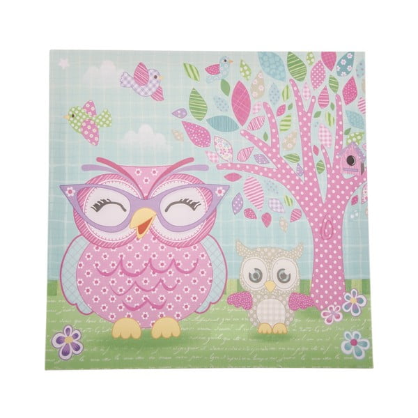 Obraz na plátne Pink Owl, 36x36 cm