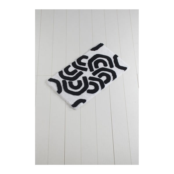 Čierno-biela kúpeľňová predložka Waves Laturo, 100 × 60 cm