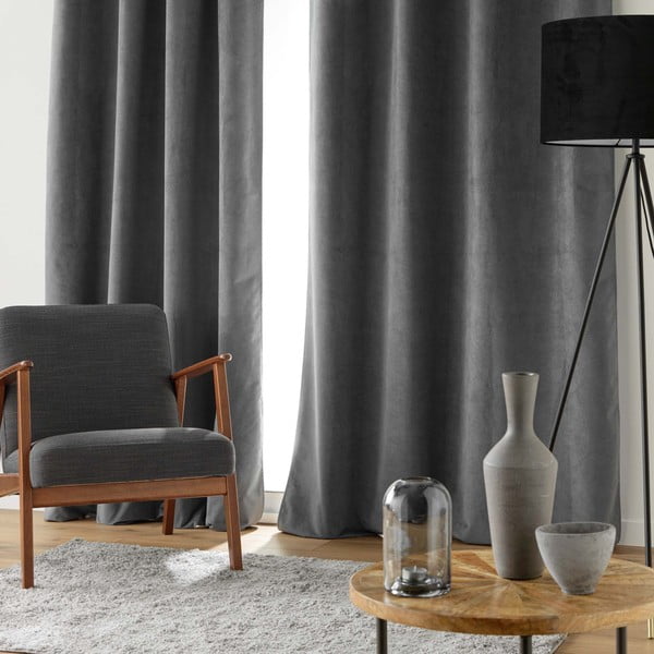 Antracitový zamatový záves 140x260 cm Olympe – douceur d'intérieur-image-2