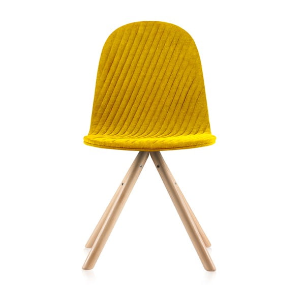 Žltá stolička s prírodnými nohami IKER Mannequin Stripe