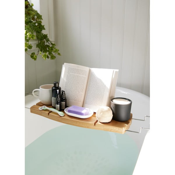 Bambusová polica na vaňu s držiakom na knihu a pohár Umbra-image-1