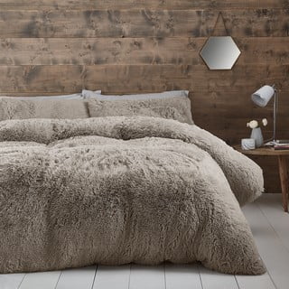 Hnedé obliečky na dvojlôžko z mikroplyšu 200x200 cm Cuddly – ​​Catherine Lansfield