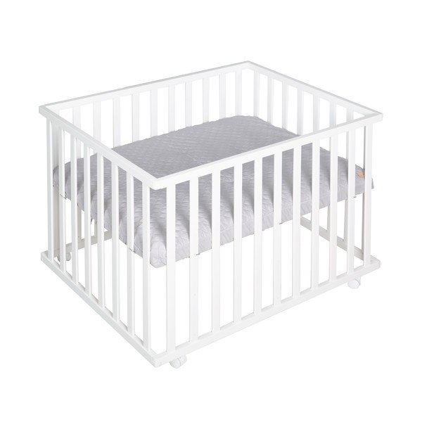 Biela detská ohrádka na kolieskach 100x75 cm Style – Roba