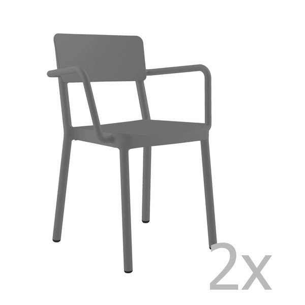 Sada 2 tmavosivých záhradných kresiel Resol Lisboa