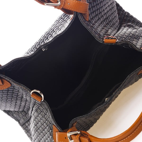 Tmavomodrá kožená kabelka Federica Bass Hydri-image-3